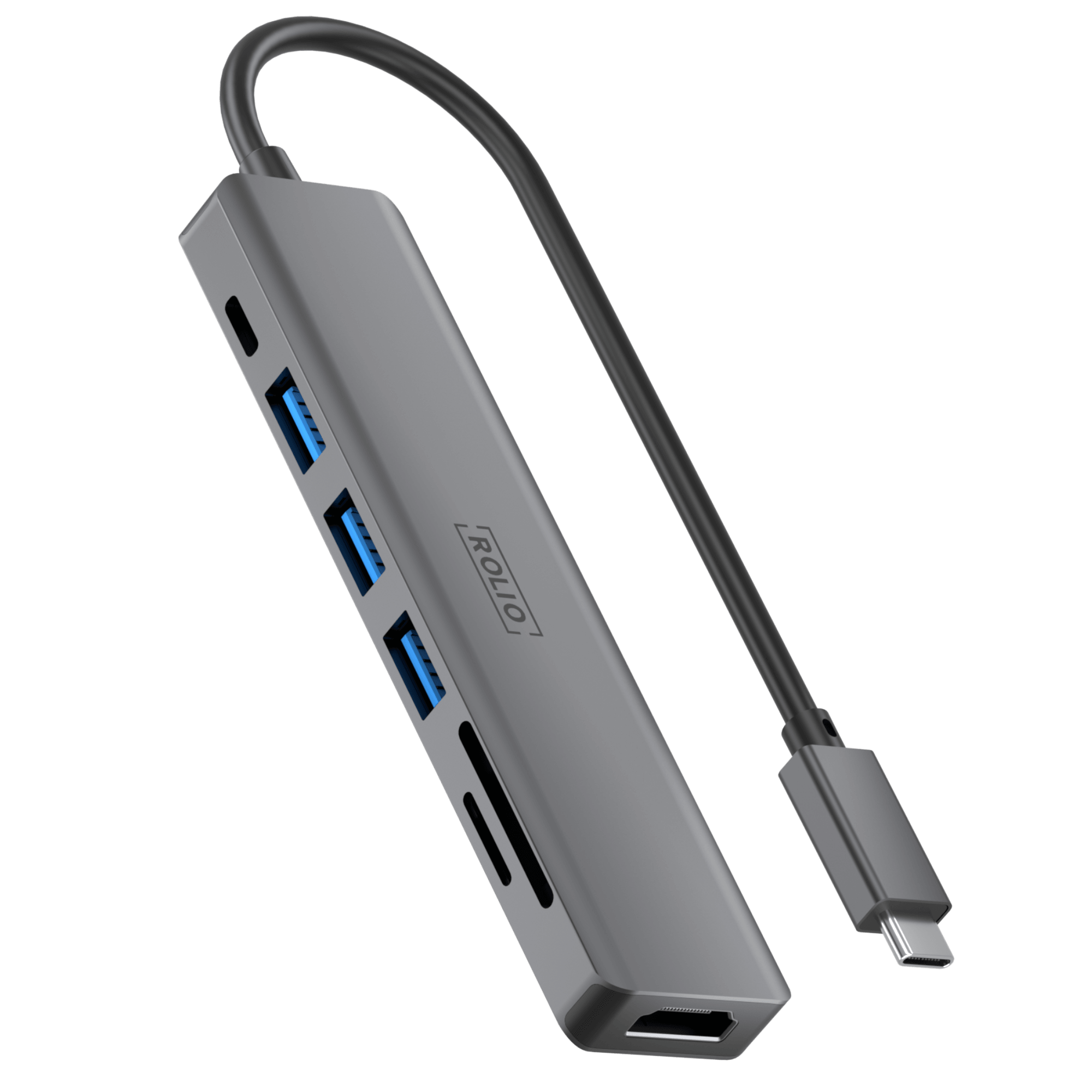 Rolio USB-C-Hub – 7 in 1 – HDMI – USB-C-Aufladung – SD/TF – 3x USB 3.0