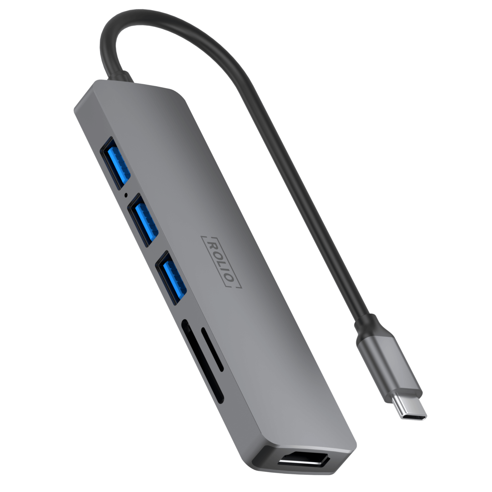 Rolio USB-C Hub – 6 in 1 – HDMI – SD/TF – 3x USB 3.0