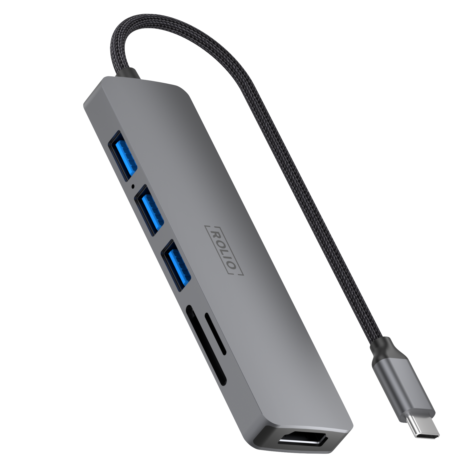 Rolio USB-C Hub - 6 in 1 - HDMI - SD/TF - 3x USB 3.0